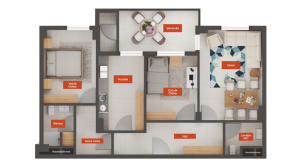 2+1 130 m2 DairelerDairePlan