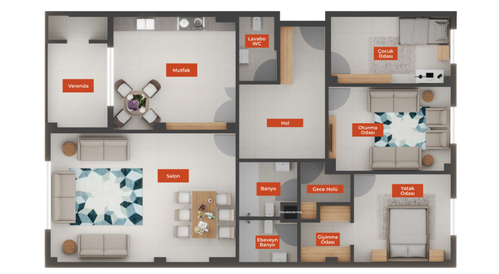 3+1 210 m2 DairePlan 3+1 210 m2 DairePlan